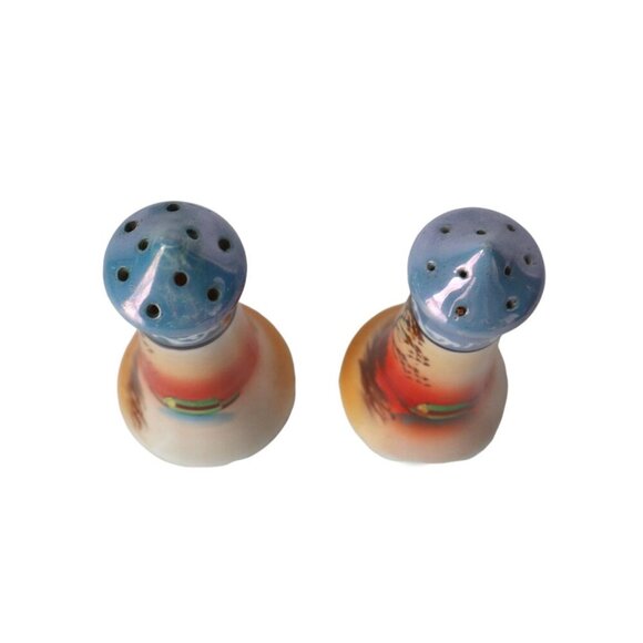 Vintage Salt & Pepper Lusterware Made In Japan Hand Painted Trees - Picture 3 of 4